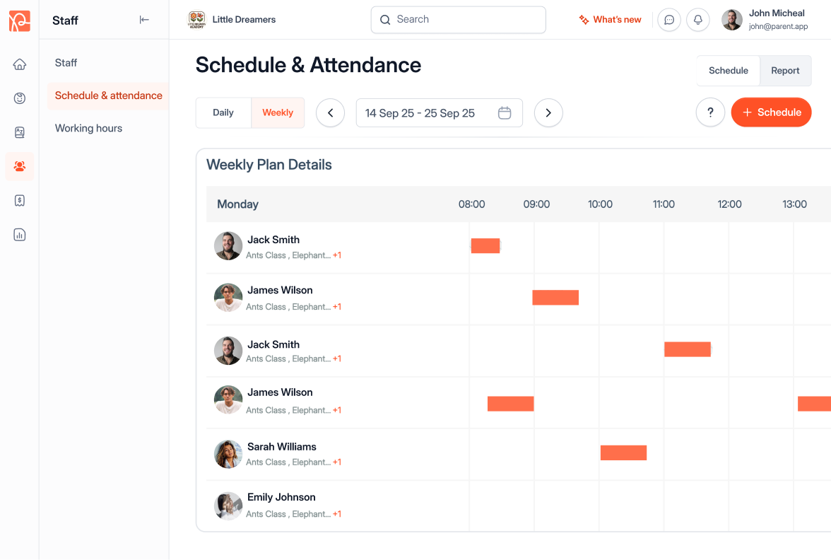 New layout _ Schedule & Attendance